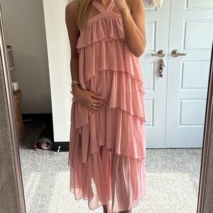 Elegant Pink Layered Dress